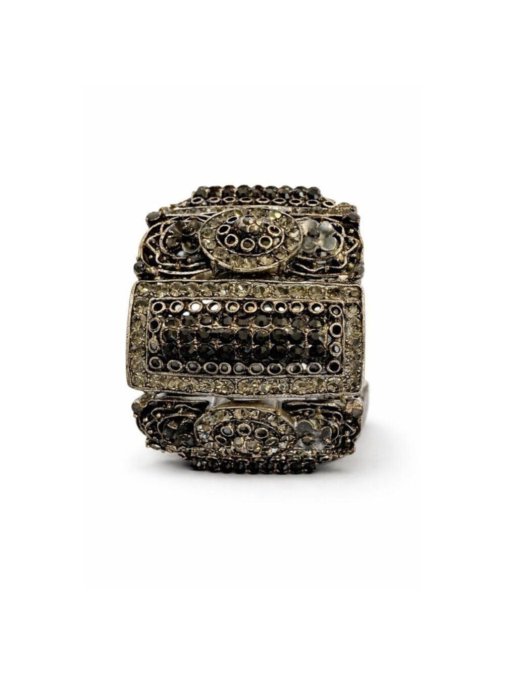 Cookie Lee Black Rhinestone Statement Bracelet | Vintage Glam Cuff